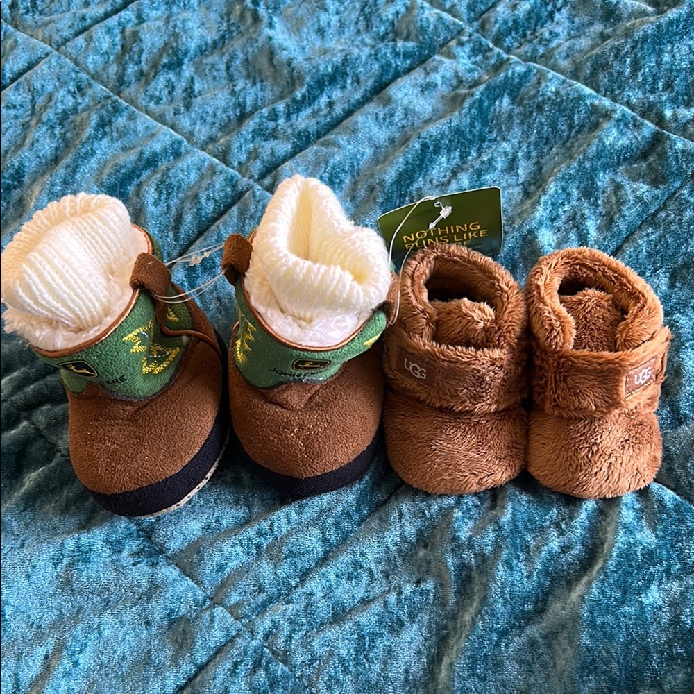 UGG Bixbie baby booties and John Deere booties BRAND NEW LOT 0-6 months